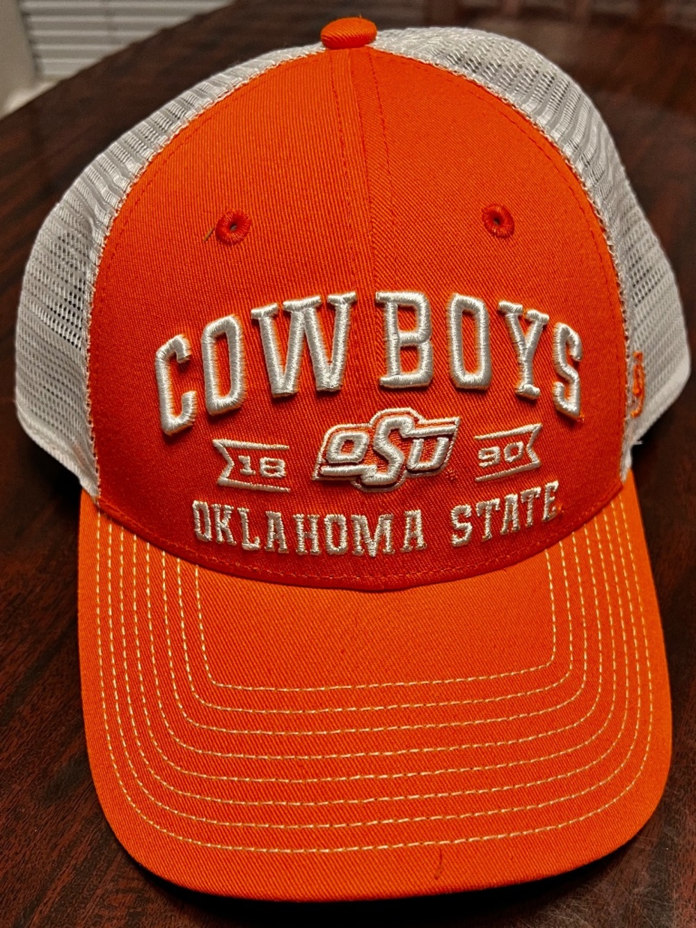 Top of the World orange and white Oklahoma State Cowboys baseball hat